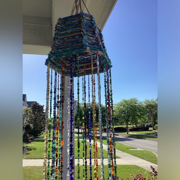 Handmade “Bahama Breeze” Porch/Lampshade Chandelier PLEASE SEE VIDEO - Picture 3 of 14